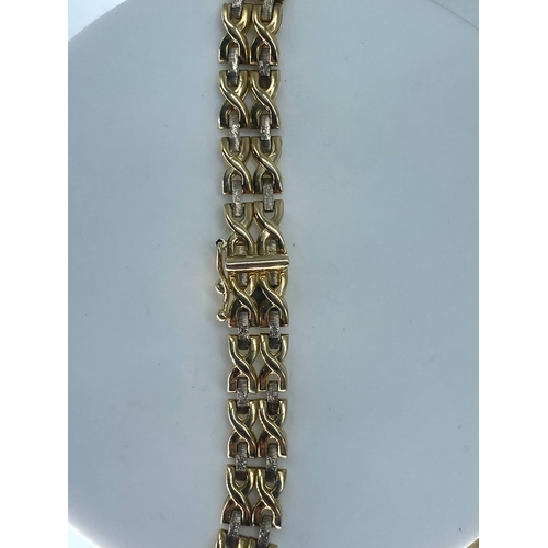 85 - A 9ct yellow & white gold fancy link necklace, fully hallmarked, nice condition, 16 inches long x 7m... 