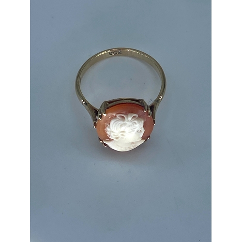 86 - A 9ct yellow gold Cameo ring, size O, weight is 3 grams approx,