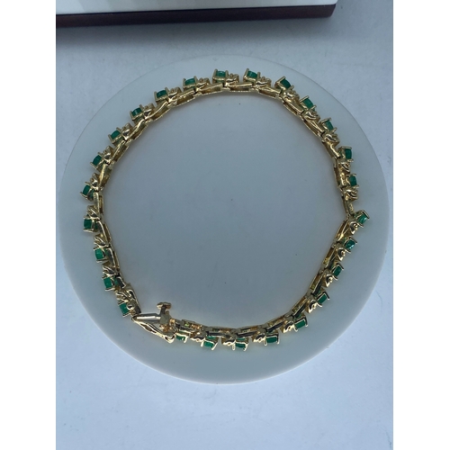 94 - A 14ct yellow gold emerald set bracelet, approx 6.50ct emeralds, 12.6 grams approx weight, 7 inches ... 