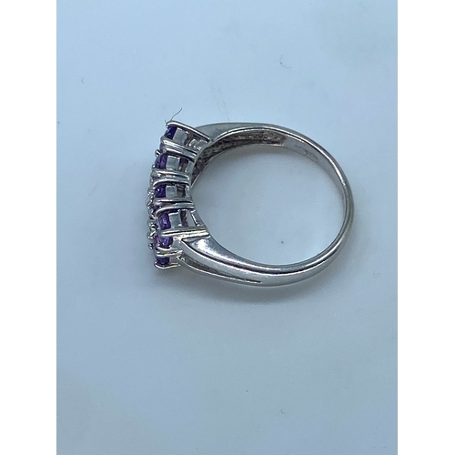 128 - A 9ct white gold amethyst dress ring, weight is 3.4 grams approx, size N