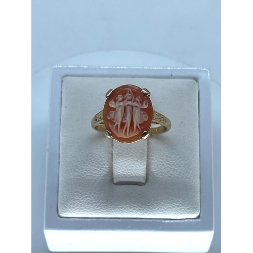 150 - A 9ct yellow gold vintage Cameo ring, size J, weight is 2.4 grams approx