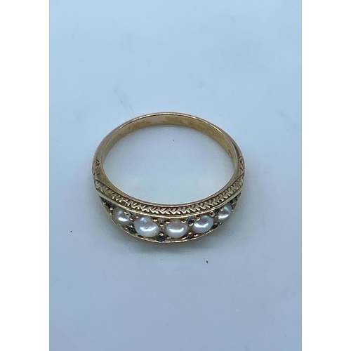 153 - A 15ct antique yellow gold seed pearl ring, size M, weight is 2 grams approx, stones missing from th... 