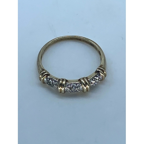 155 - A 9ct yellow gold diamond dress ring, size N, 1.5 grams in weight approx, hallmarked diamonds & 9ct,... 