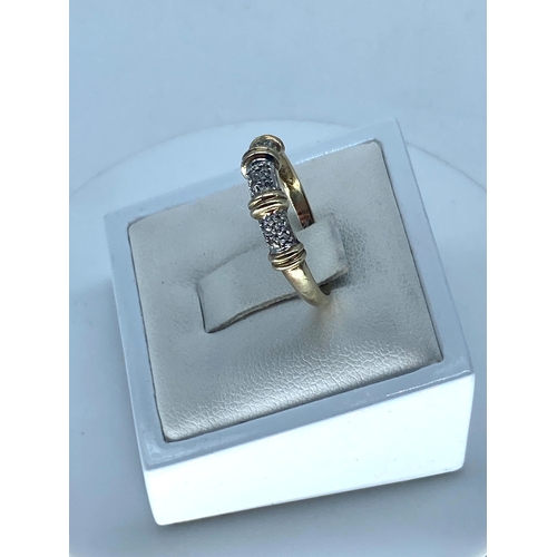 155 - A 9ct yellow gold diamond dress ring, size N, 1.5 grams in weight approx, hallmarked diamonds & 9ct,... 