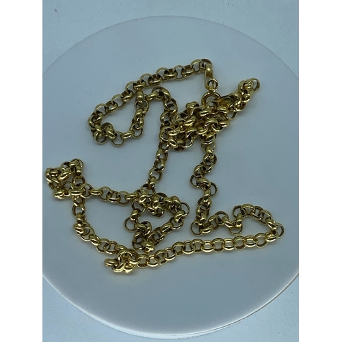 201 - A 9ct yellow gold belcher chain, chain is 20 inches long, weight is 3.6 grams approx