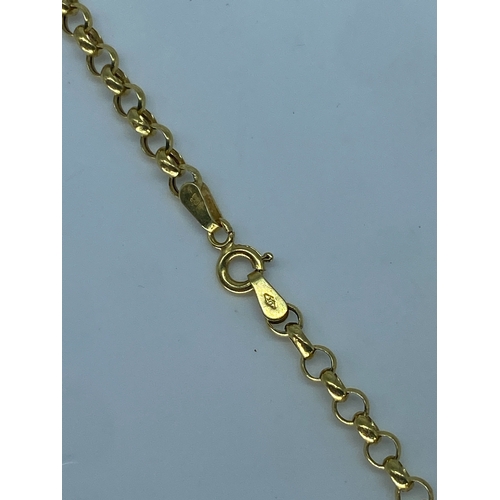 201 - A 9ct yellow gold belcher chain, chain is 20 inches long, weight is 3.6 grams approx