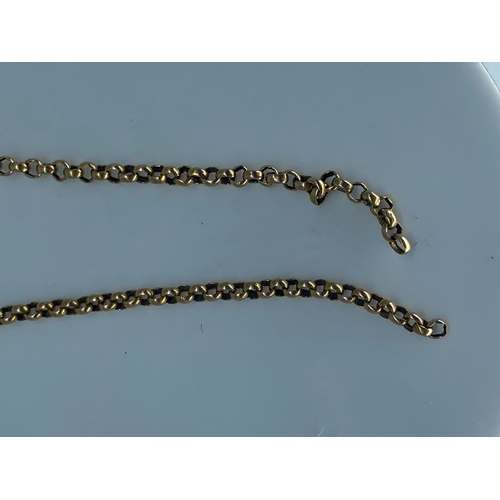 202 - A 9ct yellow gold belcher chain, chain is 16 inches long, 4.3 grams in weight approx, trigger is mis... 