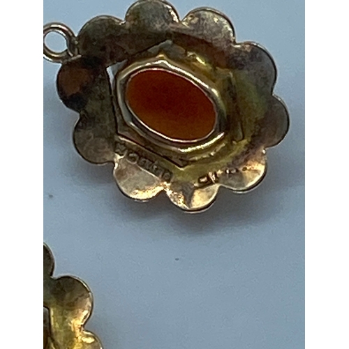 163 - A pair of 9ct yellow gold Cameo drop earrings, both french wires are missing, weight is 1.4 grams ap... 