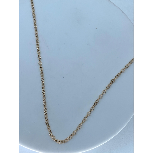 166 - A 9ct yellow gold fine chain, 1.3 grams in weight approx, 16 inches long,