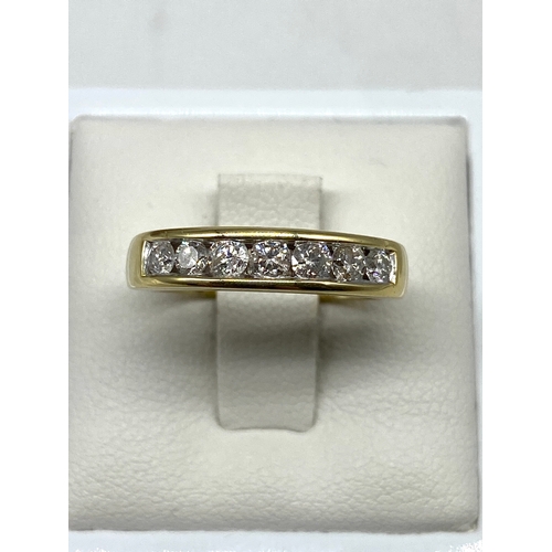 237 - An 18ct yellow gold channel set eternity diamond ring, 0.50ct diamond approx, size M, weight 4.1 gra... 