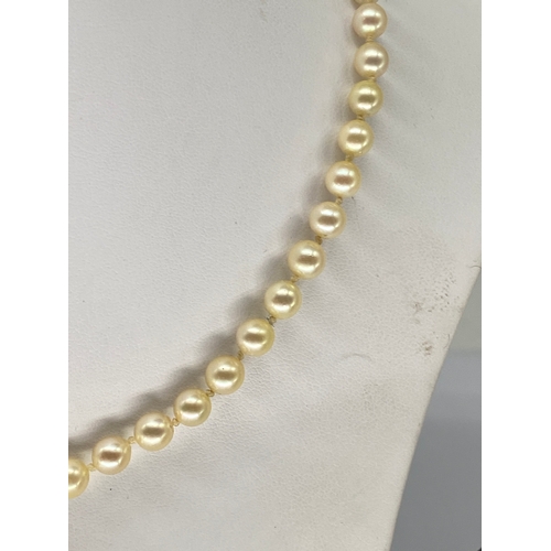 348 - A 9ct yellow gold clasp on cultured pear necklace,  

5 - 6mm pearls