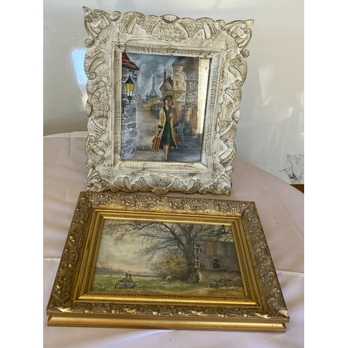 123 - 2x wall pictures, one is a Paris scene