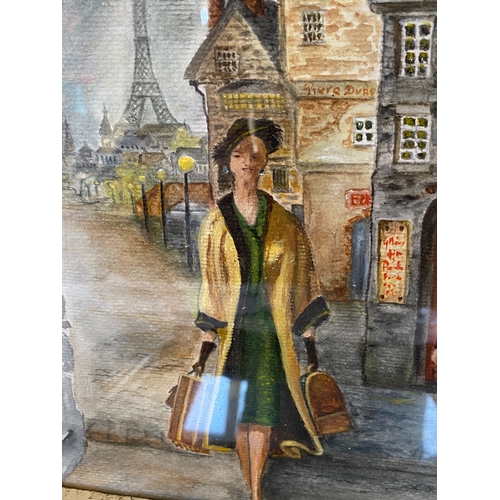 123 - 2x wall pictures, one is a Paris scene