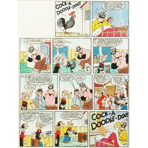 290 - BILL MEVIN (1922-2019) ELEVEN WATERCOLOUR SCENES, POPEYE. Each 3.75ins x 3.5ins, framed and glazed.... 