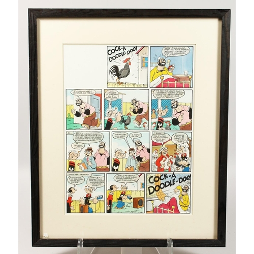 290 - BILL MEVIN (1922-2019) ELEVEN WATERCOLOUR SCENES, POPEYE. Each 3.75ins x 3.5ins, framed and glazed.... 
