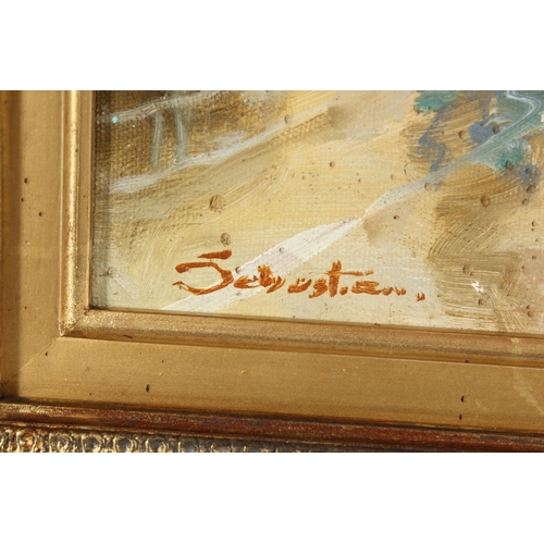 314 - 20th century continental school, An impressionist Parisian street scene with figures and a horse dra... 