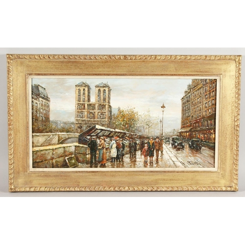 315 - 20th century continental school, An impressionist Parisian street scene with street vendors and figu... 