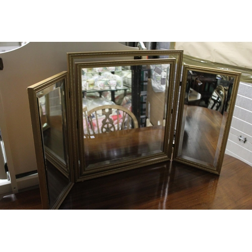 132 - A Victorian cane seated chair and a gilt framed dressing table mirror.