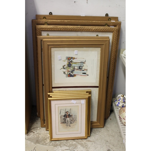 21 - A quantity of military and naval figural prints, framed and glazed.