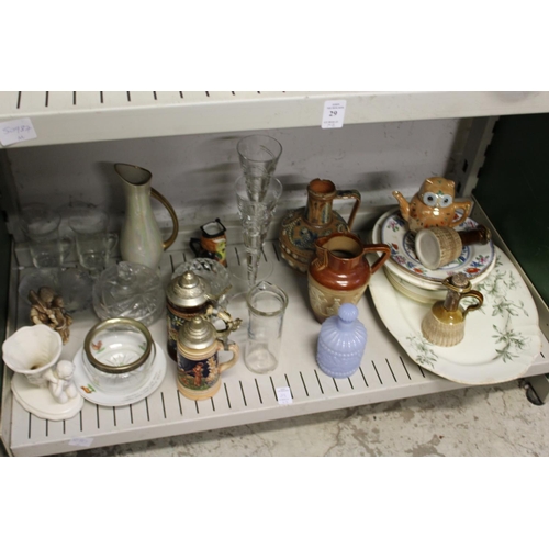 29 - A quantity of decorative china and glassware to include Beswick birds, small Wedgwood Jasper ware te... 