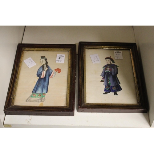 43 - Two Chinese figural paintings.