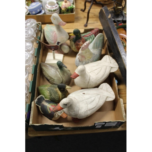 666 - Carved wood and painted models of ducks etc.