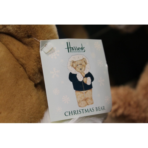 81 - Two Harrod's Christmas Teddy bears and a House of Fraser Teddy Bear.