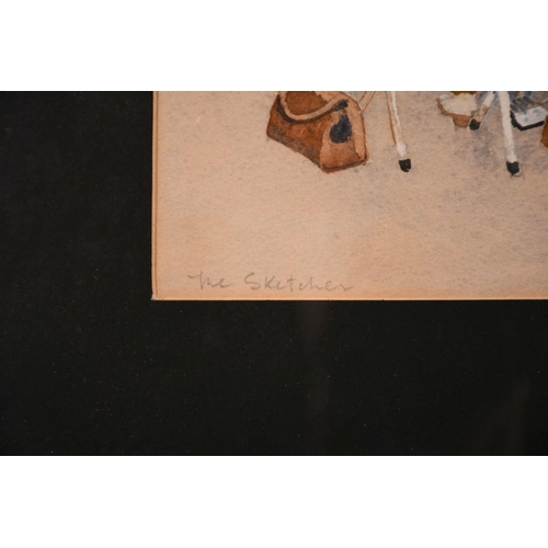 107 - Scott Brownrig (20th/21st century) British, 'The Sketcher', watercolour, initialled and inscribed in... 