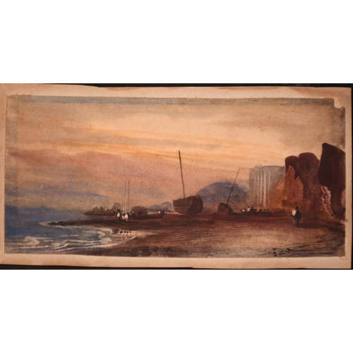 84 - Circle of William Roxby Beverley (c. 1810-1889) British, a coastal scene with figures and boats on t... 