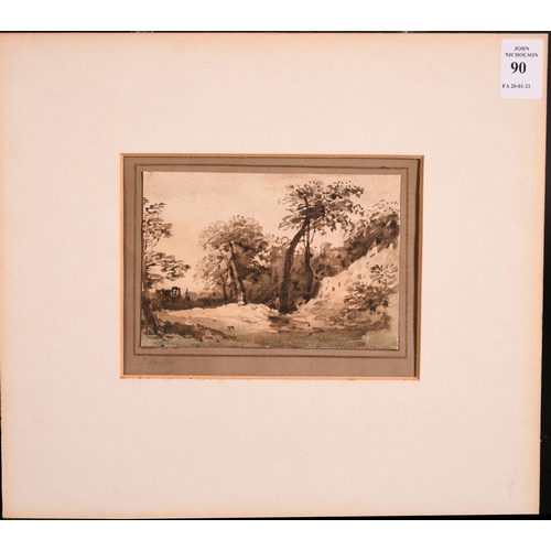 90 - Attributed to John Varley I (1778-1842) British, A landscape view, bears signature to  mount, waterc... 