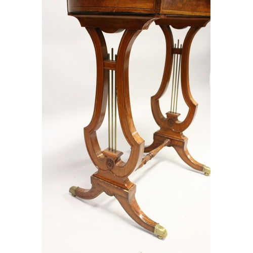 1015 - A SHERATON REVIVAL MAHOGANY AND INLAID JARDINIERE, rectangular top with rounded ends, removable pain... 