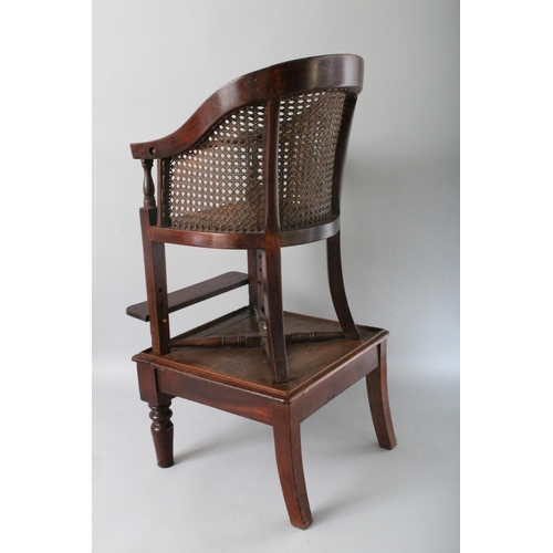 1034 - A 19TH CENTURY BERGERE STYLE HIGH CHAIR ON STAND. 2ft 8ins high.