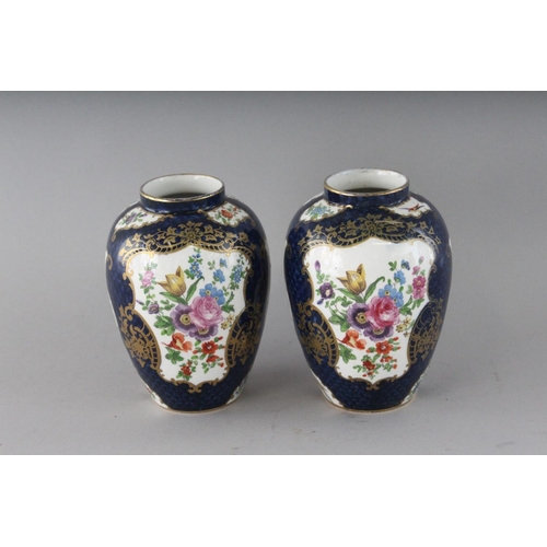 1155 - A PAIR OF BOOTHS POTTERY WORCESTER DESIGN VASES. 5ins high.