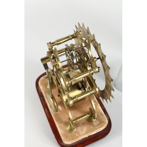 1168 - A 19TH CENTURY BRASS SKELETON CLOCK, eight-day movement, the cog shaped chapter ring with enamelled ... 