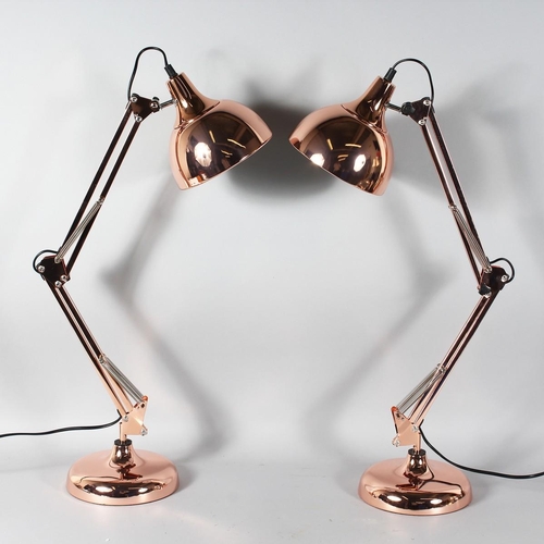 1328 - A GOOD PAIR OF COPPER ANGLEPOISE LAMPS.