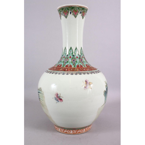 110 - A CHINESE REPUBLIC STYLE FAMILLE ROSE PORCELAIN VASE, decorated with immortal figures and children i... 