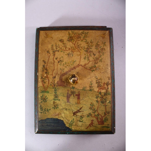 144 - A JAPANESE SHALLOW BOX with associated cover, 30cm x 23cm.