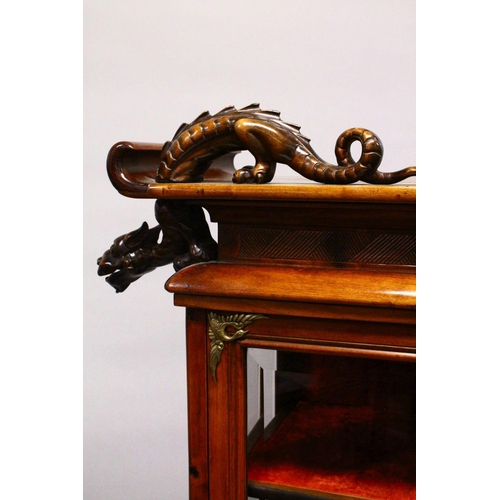 151 - A FINE CHINESE FRENCH MADE HARDWOOD DRAGON CARVED CABINET - ATTR GABRIEL VIARDOT, the cabinet with a... 