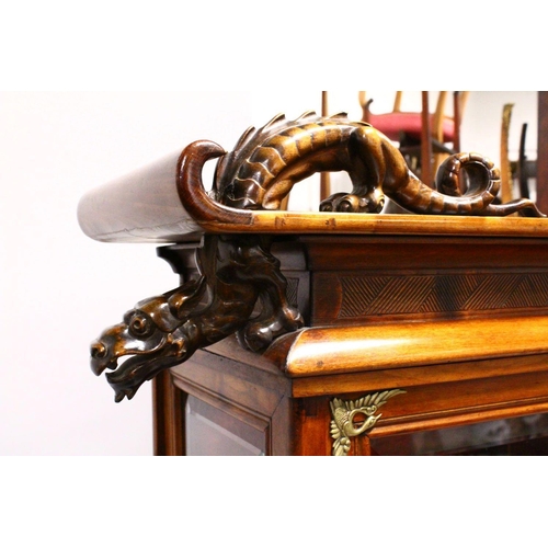 151 - A FINE CHINESE FRENCH MADE HARDWOOD DRAGON CARVED CABINET - ATTR GABRIEL VIARDOT, the cabinet with a... 