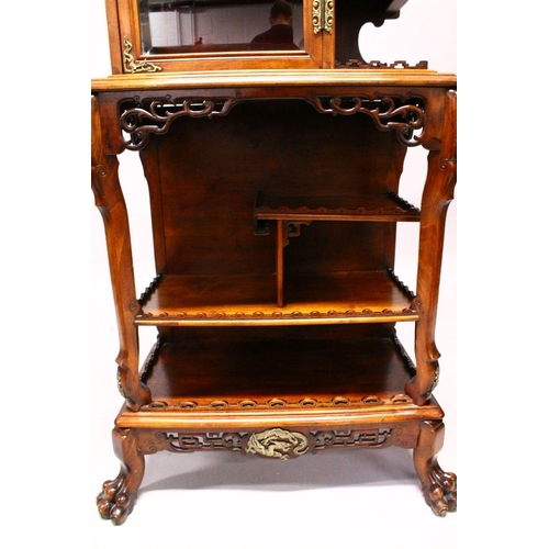 151 - A FINE CHINESE FRENCH MADE HARDWOOD DRAGON CARVED CABINET - ATTR GABRIEL VIARDOT, the cabinet with a... 