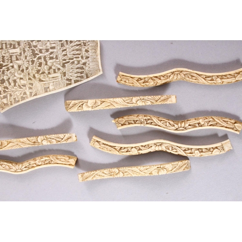 167 - A COLLECTION OF LATE 19TH CENTURY CANTON CARVED IVORY PANELS, and related items.