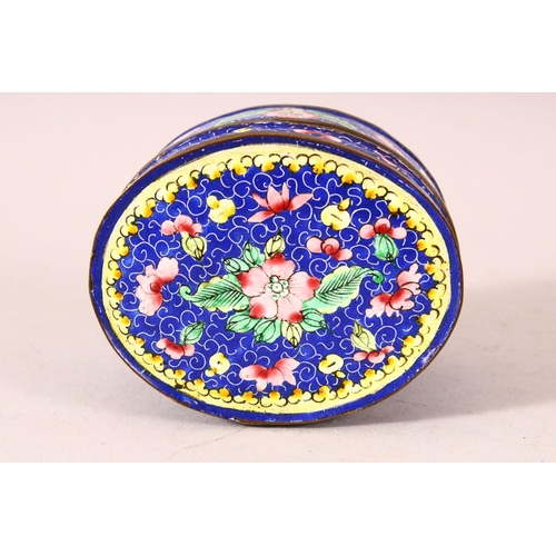 170 - A SMALL CHINESE ENAMEL DECORATED BOX AND COVER, 10cm wide, 5.5cm high.