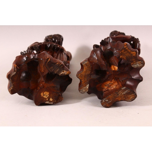 179 - A PAIR OF CHINESE CARVED 'ROOTWOOD' FIGURES of fisherman, 35cm high.