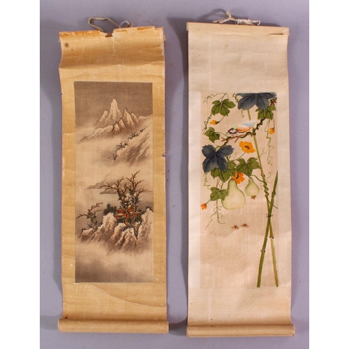 199 - FOUR CHINESE SCROLL PAINTINGS, early 20th Century and later, two mountainous landscapes, another wit... 