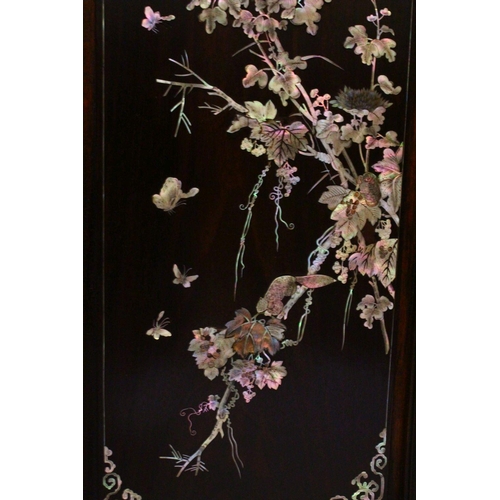 245 - A 20TH CENTURY ROYAL VIETNAM INLAID AND SIGNED MOTHER OF PEARL CABINET, the cabinet with 9 panels of... 