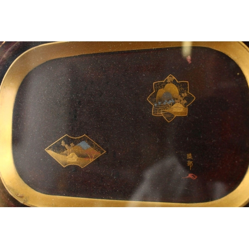 246 - A JAPANESE MEIJI / TAISHO LACQUER FRAMED PANELS IN THE MANNER OF NAMIKI , each plaque decorated with... 