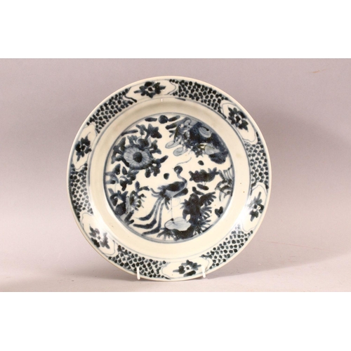 254 - A PAIR OF CHINESE WANLI PERIOD BLUE & WHITE SHIPWRECK PORCELAIN PEACOCK DISHES.