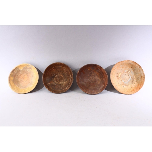 289 - A GROUP OF FOUR EARLY CHINESE EARTHENWARE CIRCULAR BOWLS, various sizes.