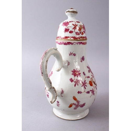 30 - A GOOD 18TH CENTURY CHINESE QIANLONG STYLE PORCELAIN COFFEE POT, with typical qianlong floral decora... 