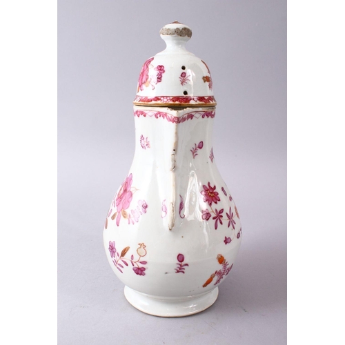 30 - A GOOD 18TH CENTURY CHINESE QIANLONG STYLE PORCELAIN COFFEE POT, with typical qianlong floral decora... 